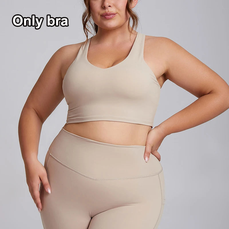 Women Gym Set Plus Size Workout Oufit Curvy Lady Sports Bra Yoga Leggings Oversize Tracksuit XXXL Extended Size Women Clothing