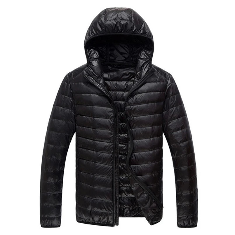 Men's Spring Ultra Lightweight Packable Down Jacket Hooded Breathable Coat Plus Size Men Hoodies Coat Feather Clothing 2024