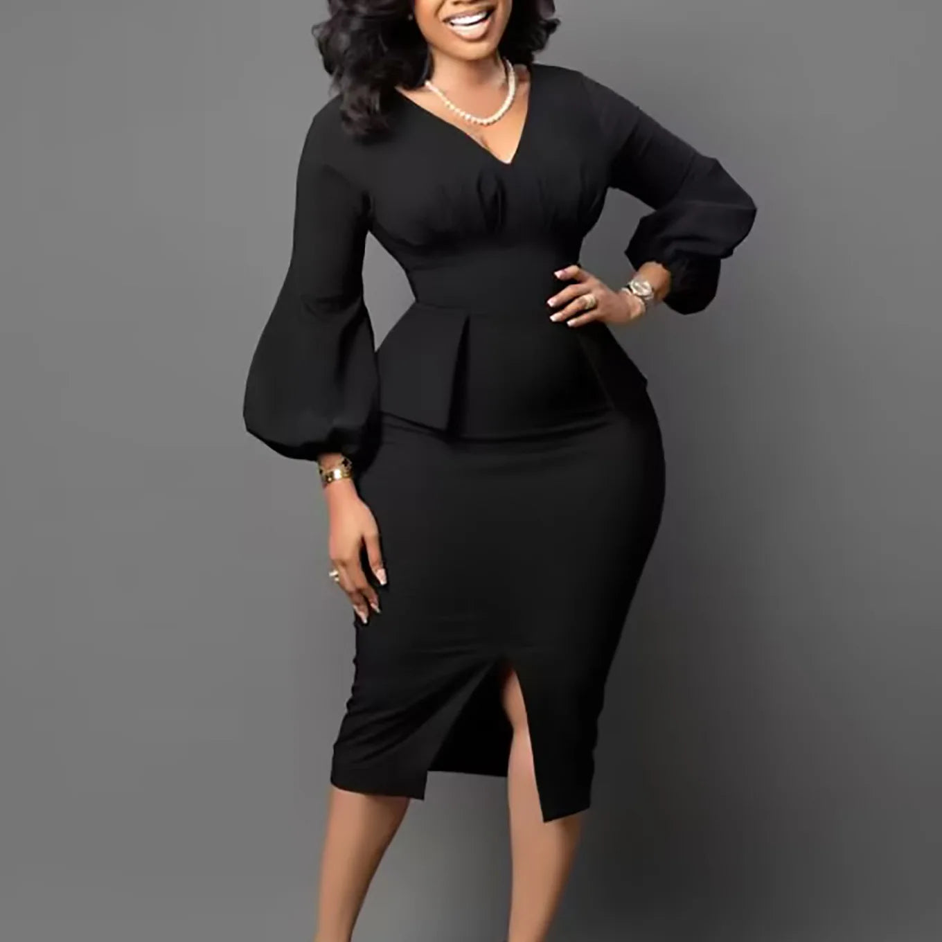 FairyShely 2025 Spring Bodycon Plus Size Dress Women Large Solid Big Sheath Dresses Lady Long Sleeve Party Tight Curvy Dress