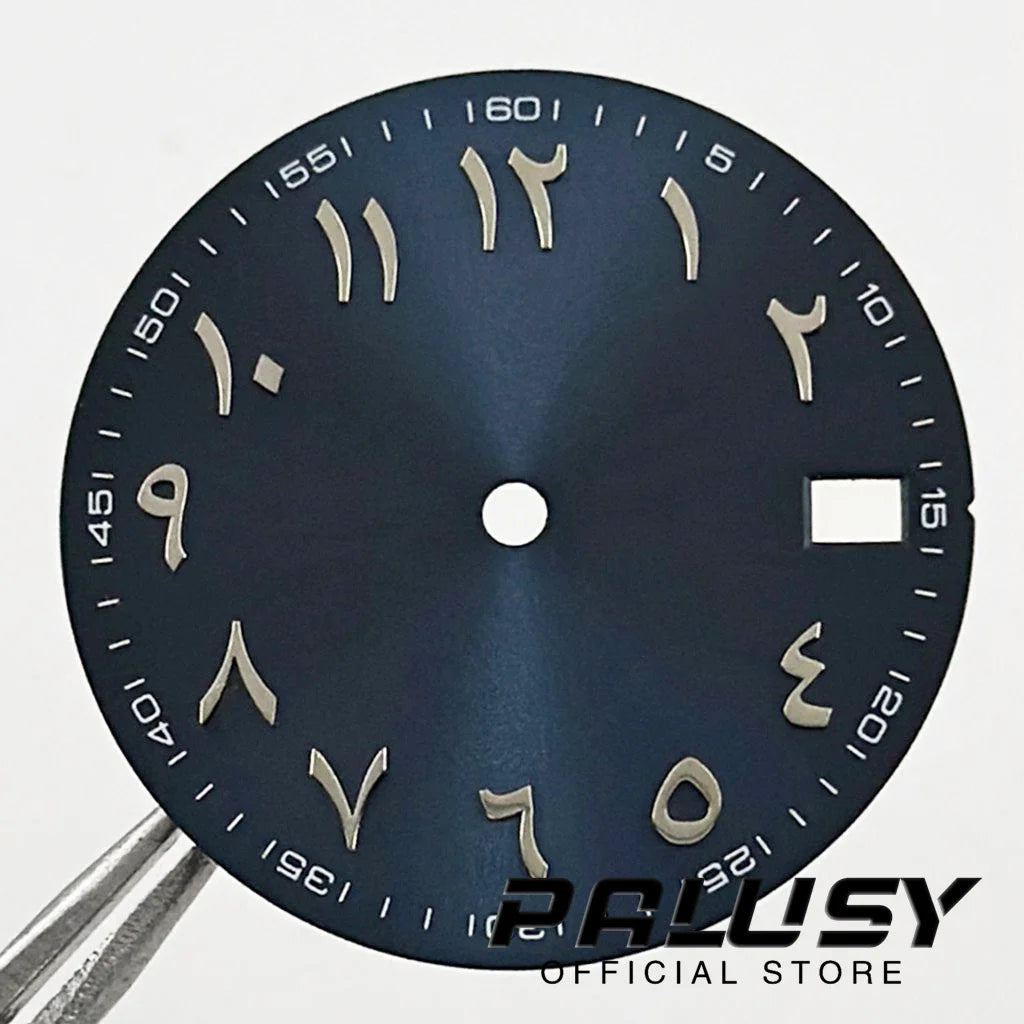 NH35 28.5mm Watch Dial Sun Patterned Surface Arabic Alphabet with Date Watch Faces for NH35 NH36 Movement Replace Accessories