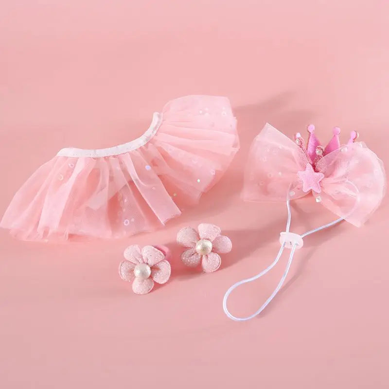 Pet Cat Birthday Party Hat Set Dog Hat Bow Lace Cat Bib Cute Small Medium Dogs Costume Cap Pet Products Puppy Accessories