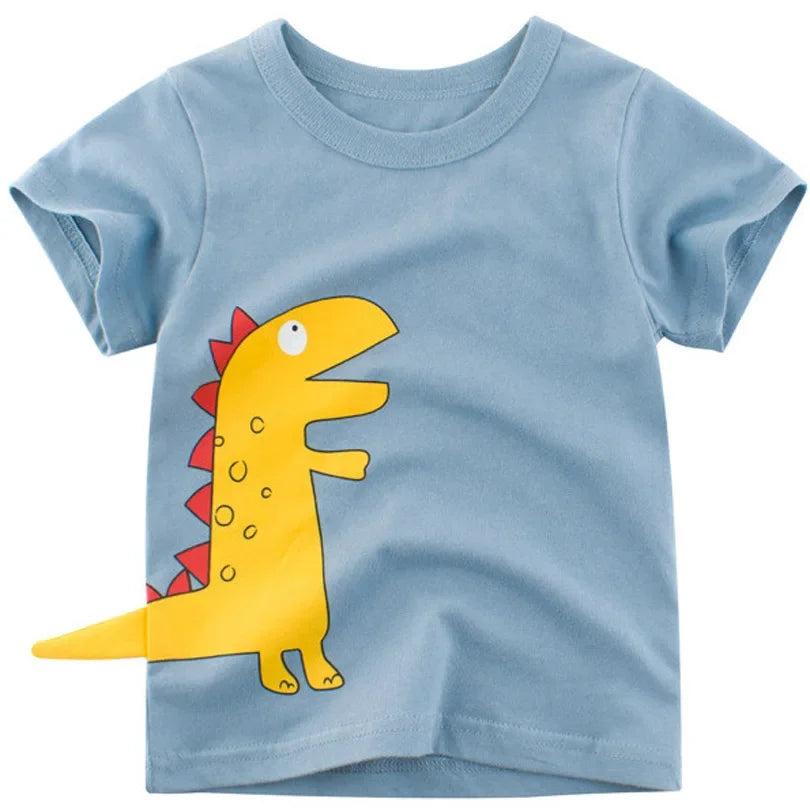 2025 Cartoon Druck Baby Junge Dinosaurier T Shirt Für Sommer Infant Kinder Jungen Mädchen Lion T-Shirts Kleidung Baumwolle Kleinkind Brief tops