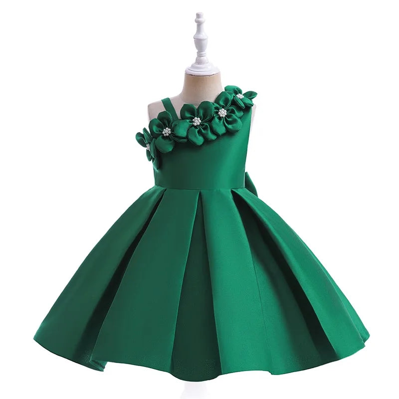 MQATZ Baby Clothes Flower Girl Children Princess Evening Party Prom Bow Green Wedding Bridesmaid Summer Dress Ball Gown Vestidos