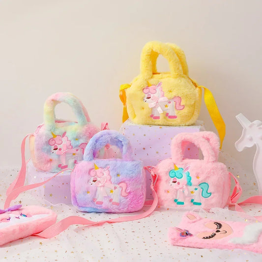 Children‘s ’Kawaii Unicorn Shoulder Bag Girls Cute Crossbody Bag Female Fashion Handbag Lipstick Phone Pouch Kids Coin Purse Key