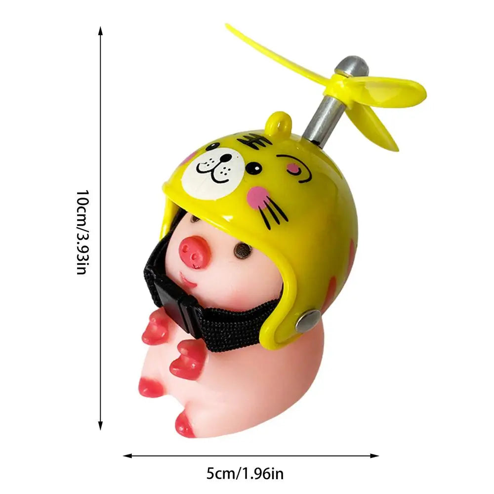 Lovely Animal Figures With Propeller Helmets Cute Swine Handlebar Toy Piglet Motorcycle Handlebar Ornaments Motorcycle Supplies