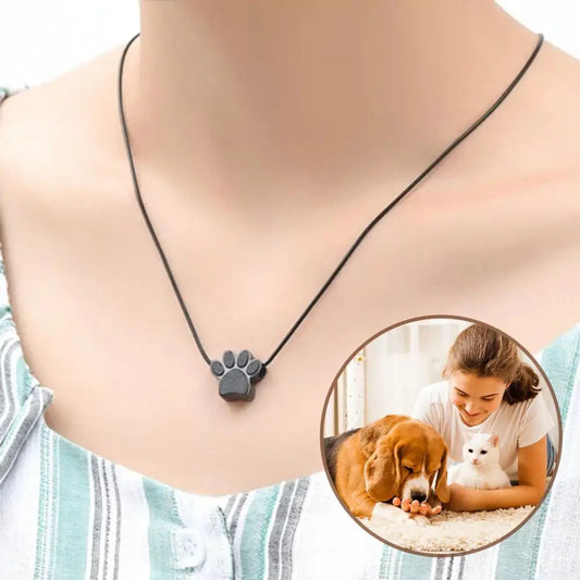 Meaningful Pet Ash Pendant Pet Paw Print Cremation Necklace for Ash Keepsake Jewelry Cat Dog Urn Pendant for Ash for Man/women