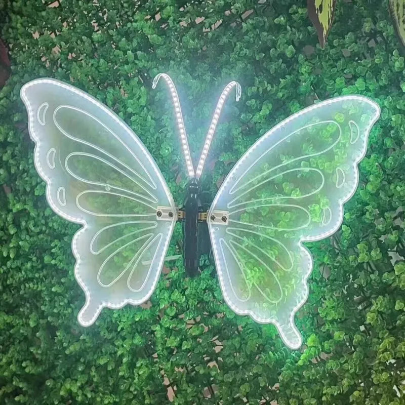 Outdoor Open and Closed LED Luminous Butterfly Christmas Tree hanging ornaments Landscape Lights for Yard Lawn Patio Garden Decoration unique