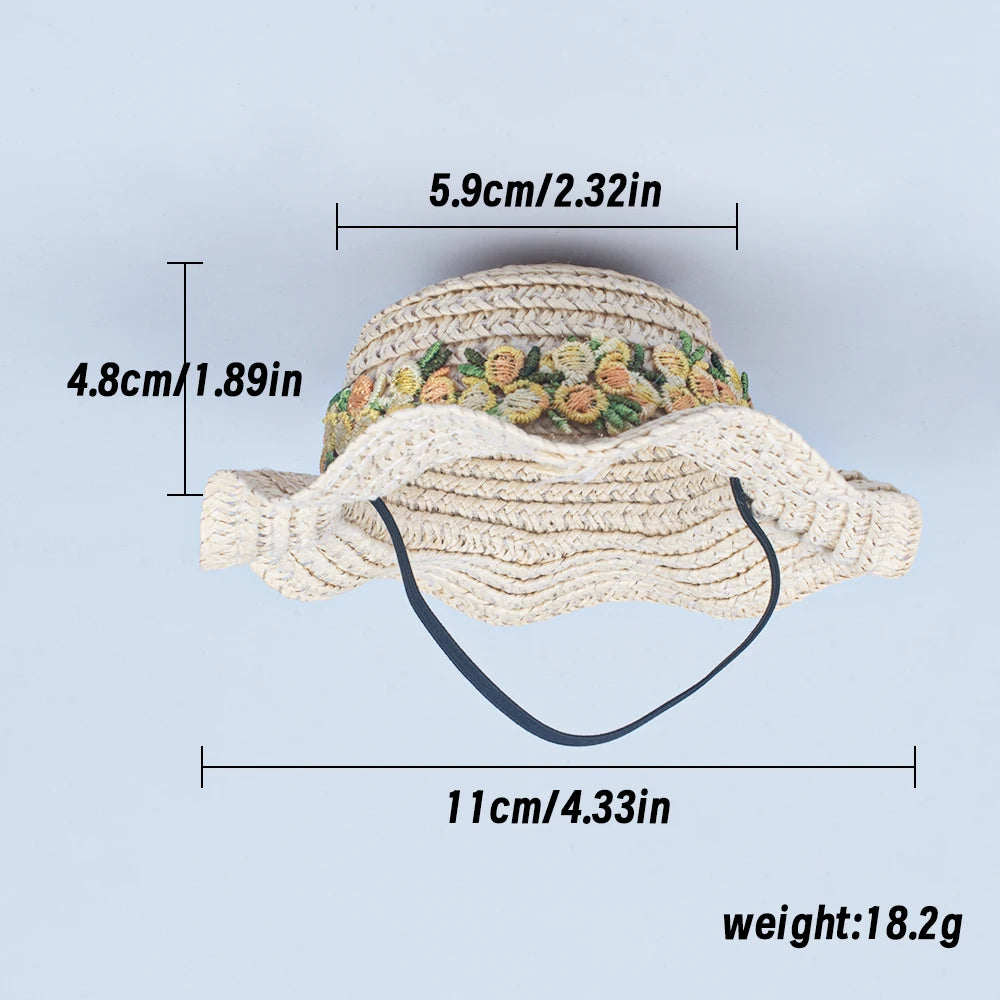 Pets Straw Hat Handcrafted Adjustable Bowknot Summer Spring Cats Dogs Pets Cap Daily Decor Sunhat