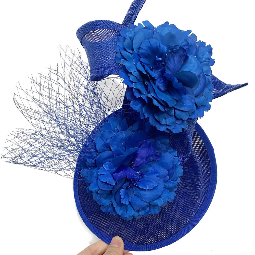 Wedding Fascinators Hot Pink Headpiece Mesh Headwear Wedding Party For Bride Hair Accessories Ladies Formal Dress Fedora Caps