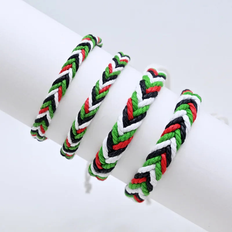 Geometric Polka Dot Palestine Bracelet for Men Women Hand Multicolor Weave Arabic Style Gaza Flag Jewelry Accessories