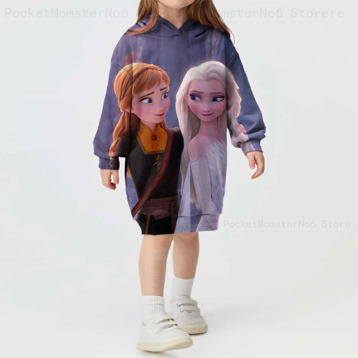 3D Printing Spring and Autumn Disney Frozen New Long-sleeved Hoodie Cute Princess Dress Kids Casual Girls Decoration