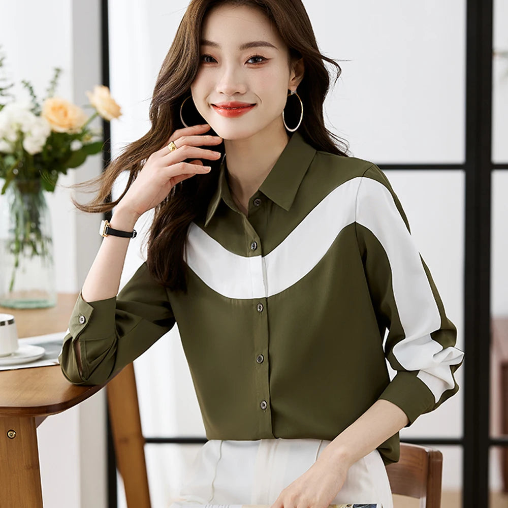 Women's Shirt Long Sleeve Fashion Woman Blouse 2024 Casual Female Chiffon Shirts and Blouse Basic Ladies Tops OL Women Clothing