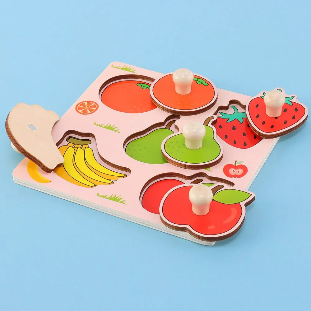 Kinder Hand Scratch Bord Baby Montessori Frühen Bildung Obst Kognitiven Puzzle Spielzeug