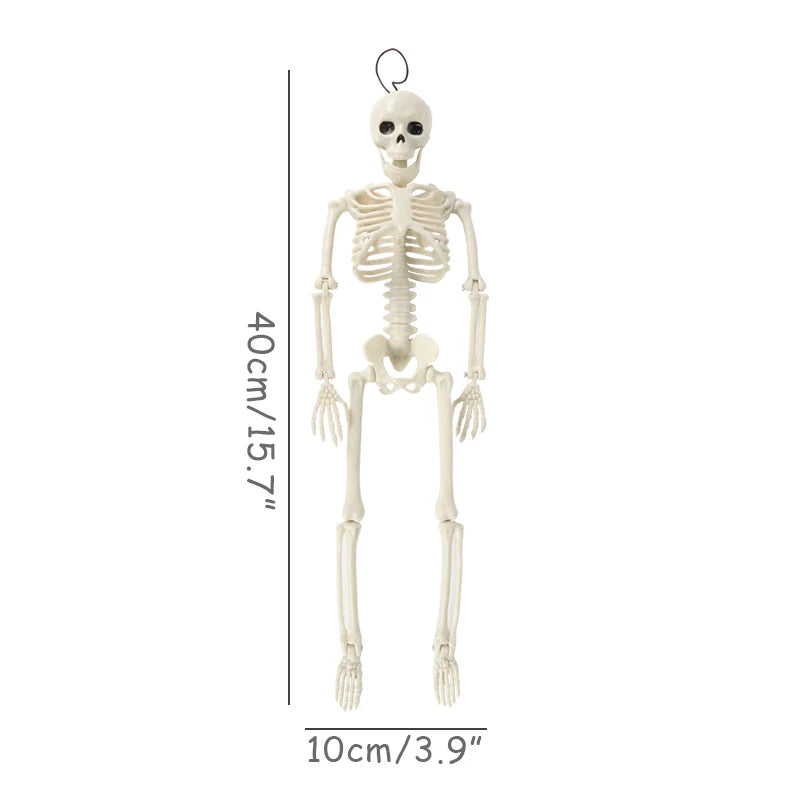 Skeleton Halloween Decorations 40cm Posable Funny Lifelike Plastic Skeletons for Haunted House Graveyard Scene Party Props Decor