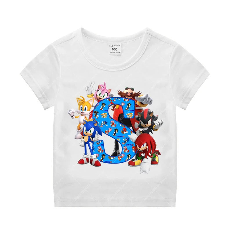 Sonics Kinder Sommer Baumwolle T-shirt Jungen Kurzarm Tops Anime Gedruckt Kleidung Kinder Cartoon Nette T-shirt Kleidung Weihnachten Geschenke 2025