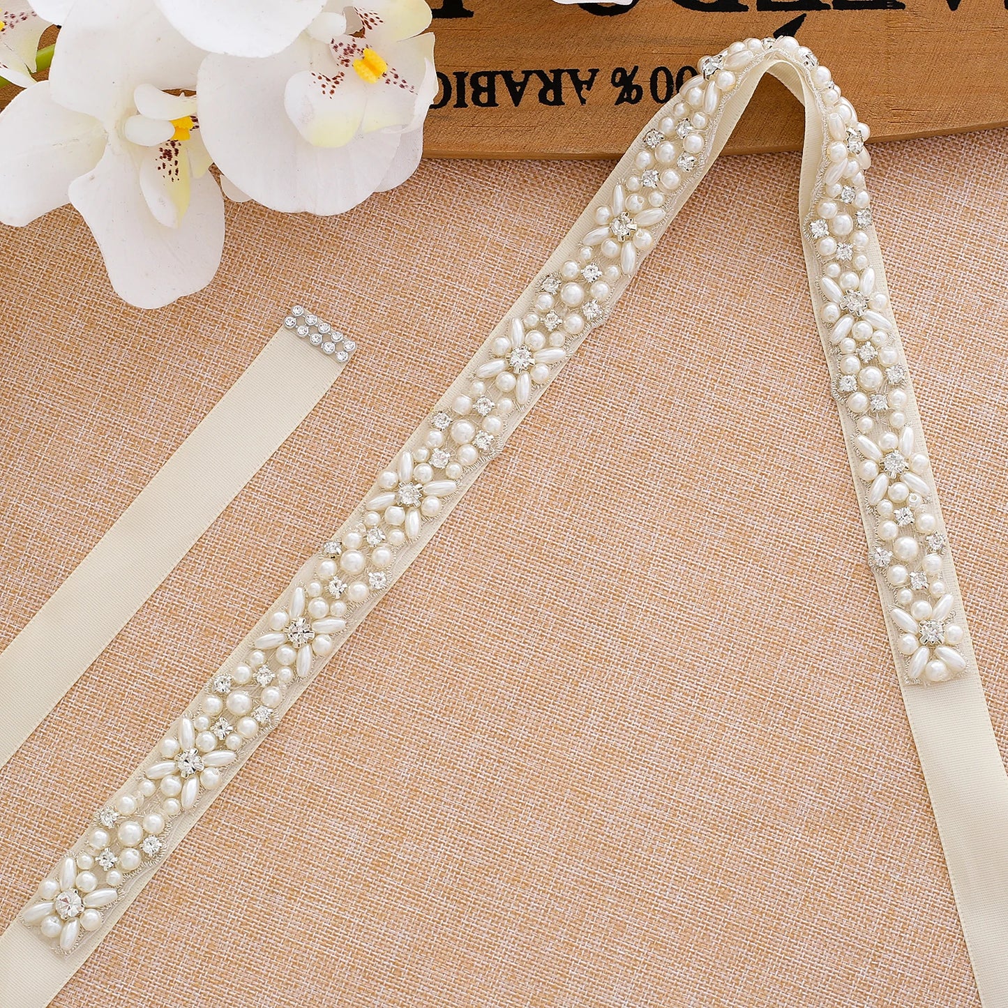 NZUK Crystal Bridal Sash Rhinestones Pearls Wedding Belt Satin Bridal Belt And Sash For Wedding Decoration