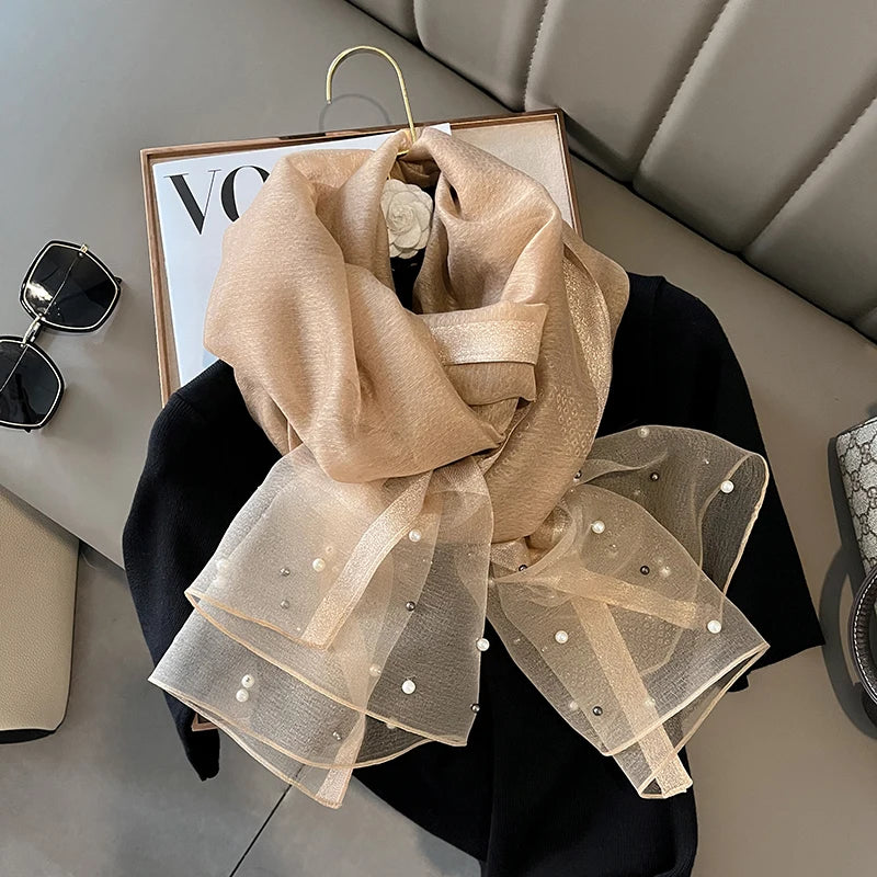 2023 Luxury Brand Women Fashion Scarf Plain Solid Silk Linen Shawls Scarves Summer Lady Bandanas Foulard Hijab