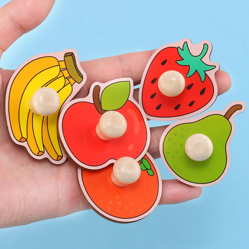 Kinder Hand Scratch Bord Baby Montessori Frühen Bildung Obst Kognitiven Puzzle Spielzeug