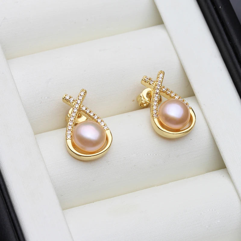 2023 New Natural Pearl Earrings For Woman,Trendy Pearl Earrings Mother Wife Birthday Gift White Black