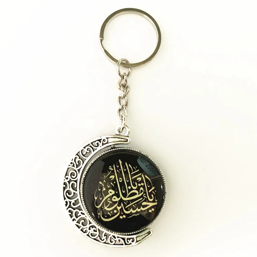 Ramadan Decor Moon Crystal Kaaba Keychain Arab Key Chain