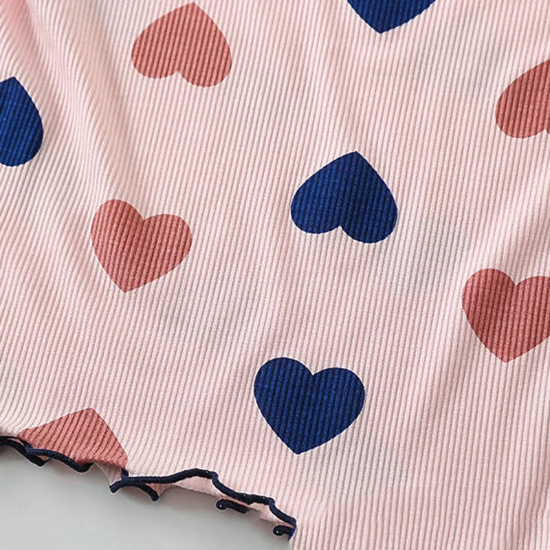 2022 Summer Children's Pajamas Sets Love Pijamas for Girls Air-conditioning Clothes Toddler Sleepwear Kids Home Clothing Sets