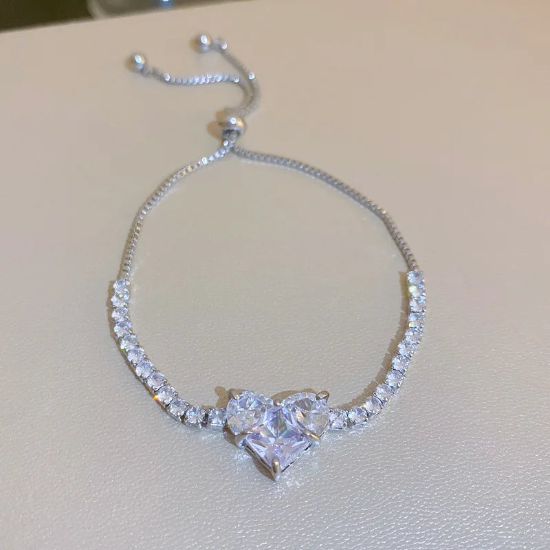 Colorful Zircon Butterfly Drawstring Bracelets For Women Lovely Bowknot Silver Color Adjustable Bracelets Jewelry Birthday Gifts