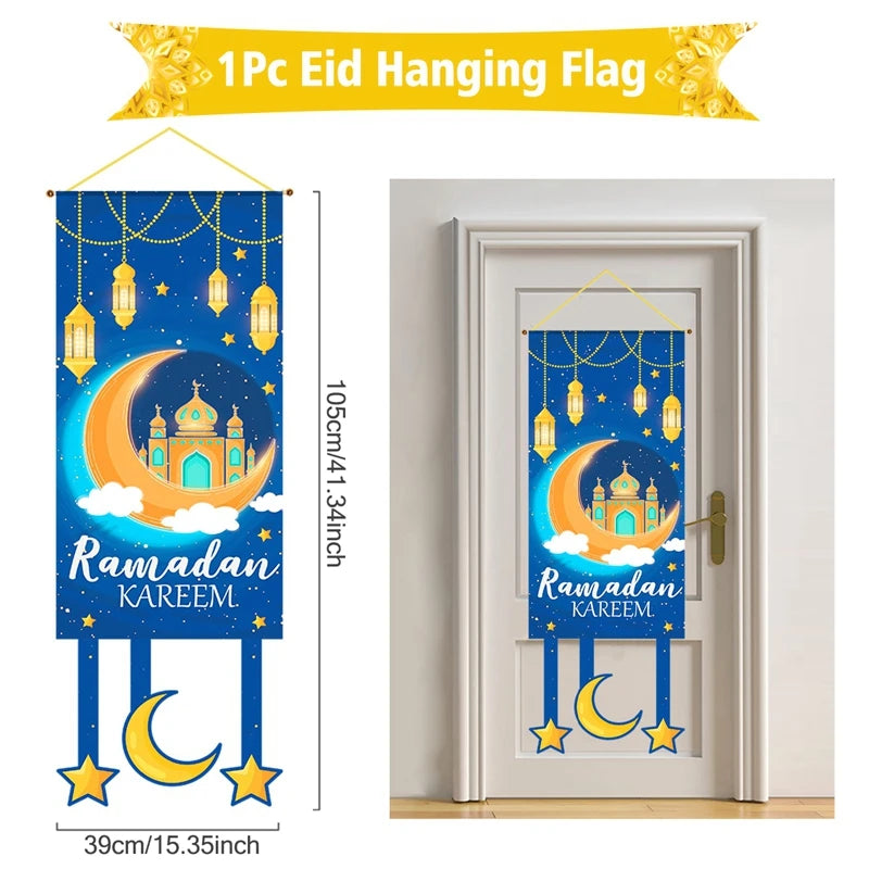 Ramadan Hanging Flag Ramadan Kareem Decoration For Home 2025 Aid EID Mubarak Muslim Islamic Festival Eid Al-fitr Party Supplies
