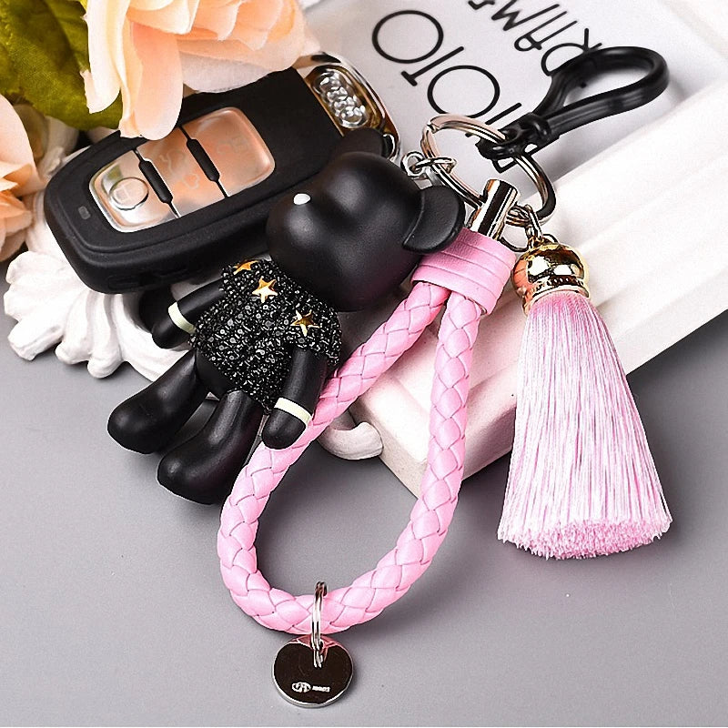 2021 Fashion Bomgom Tassels Cartoon Popobe Gloomy Bear Keychain Cute Bag Charm Holder Cartoon Resin Key Chain