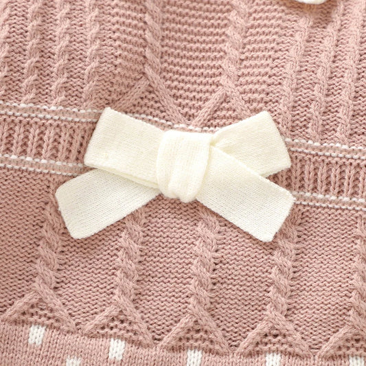 ملابس بناتي رضع، قبعات، خريف وشتاء، وردي، أكمام طويلة، محبوكة، بدلات أطفال حديثي الولادة، ملابس خارجية للأطفال من عمر 0 إلى 18 شهرًا، بدلات لعب