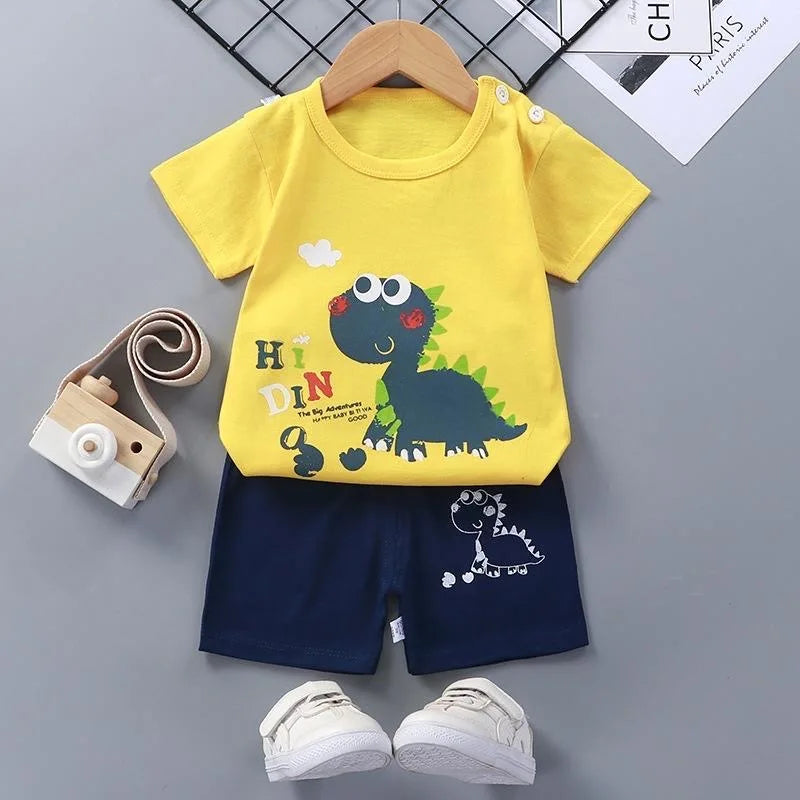 Mode Kinder Kleidung Jungen Mädchen Sets Top Shorts 2PCS 100% Baumwolle Weiche Sommer Kinder Baby Tücher T-shirt Shorts Kleinkind anzug