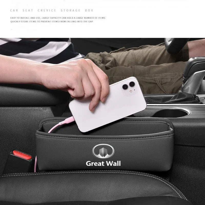 For Great Wall HAVAL GWM M4 STEED Poer Wingle 5 Haval Leather Car Seat Gap Crevice Slot Storage Box Organizer Auto Accessories