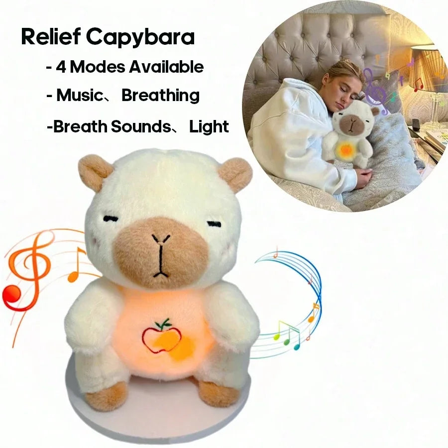 Atmender Bär, Baby-Capybara-Otter, Plüschpuppe, Spielzeug, Baby, Kinder, beruhigende Musik, Baby, Schlafbegleiter, Ton und Licht, Puppenspielzeug, Geschenk