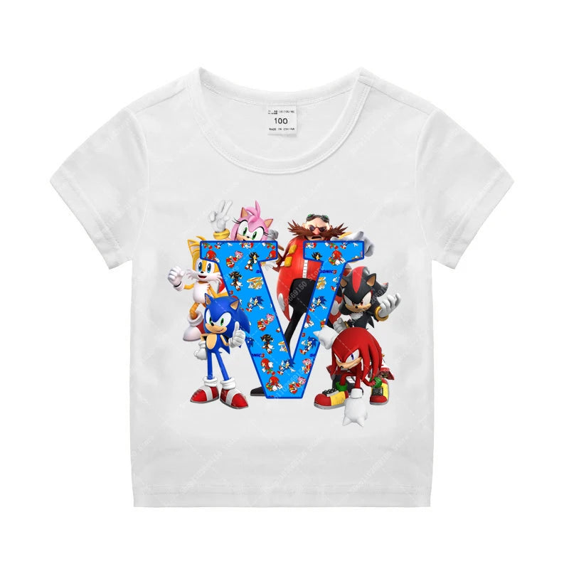 Sonics Kinder Sommer Baumwolle T-shirt Jungen Kurzarm Tops Anime Gedruckt Kleidung Kinder Cartoon Nette T-shirt Kleidung Weihnachten Geschenke 2025