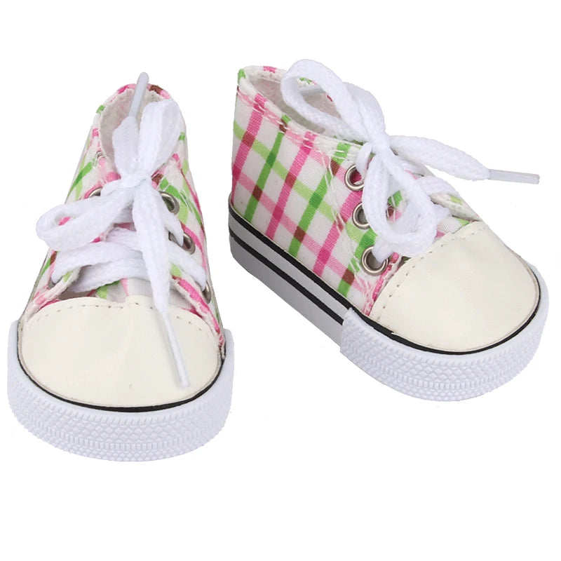 Canvas Cloth 7cm Shoes For 18 Inch American And 43cm New Born Baby Doll Shoes Clothes Accessories For Our generation Girl Dolls