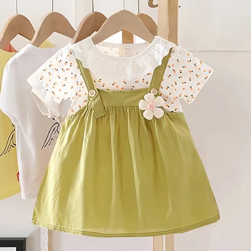 0-4Y Elegant Baby Girl Dress Lace Doll Coller Lovely Party Toddler Costume Flower Princess Outfit