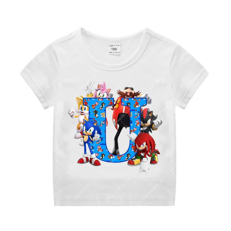 Sonics Kinder Sommer Baumwolle T-shirt Jungen Kurzarm Tops Anime Gedruckt Kleidung Kinder Cartoon Nette T-shirt Kleidung Weihnachten Geschenke 2025