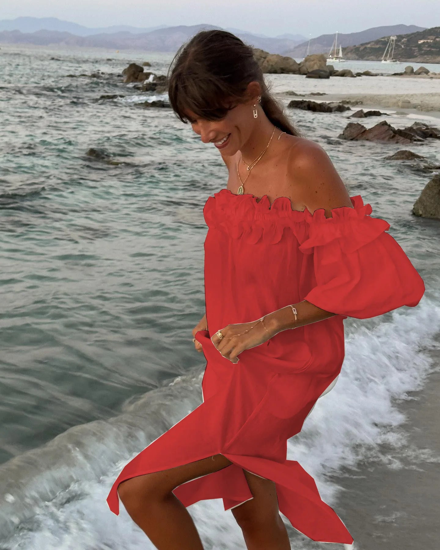 2025 Summer Cotton Linen Women Dress Long White Off The Shoulder Side Split Dresses Female Elegant Casual Trendy Ladies Clothes