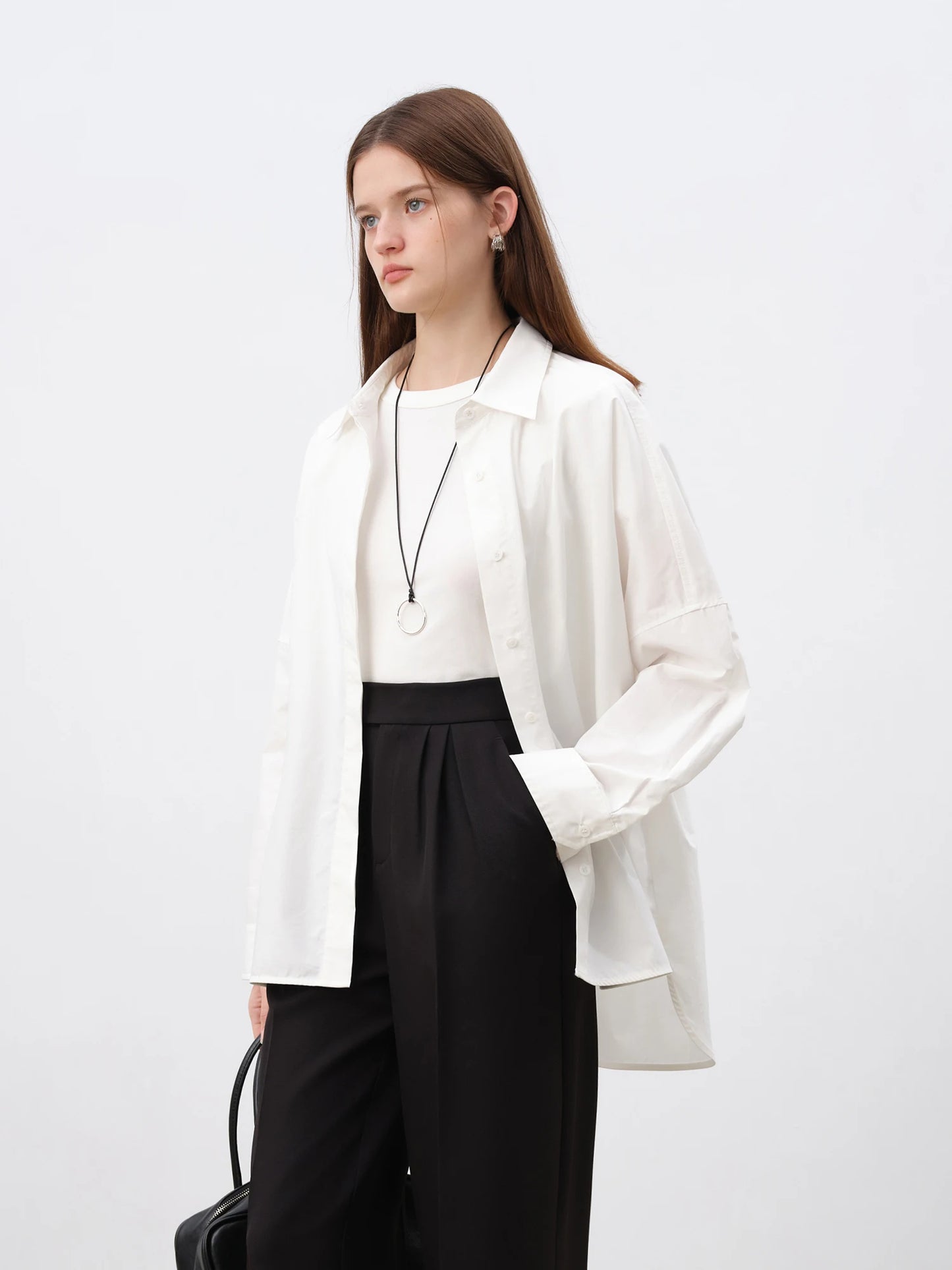 ZIQIAO Petite Size 100% Cotton White Shirt For Women 2025 Spring New Design Elegant Soft All-match Versatile Chic Top clothes