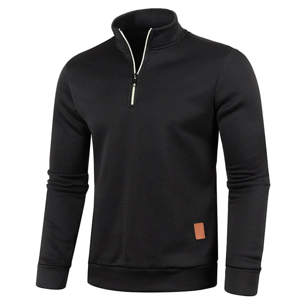 Herren Sweatshirts Frühling Dicker Pullover Halber Reißverschluss Pullover für Männer Hoody Outdoor Sweatshir Herbst Einfarbig Rollkragenpullover