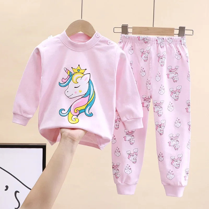 Neugeborene Kinder Jungen Mädchen Pyjama Sets Cartoon Casual Langarm Niedlich T-Shirt Tops mit Hosen Kleinkind Baby Herbst Schlafkleidung