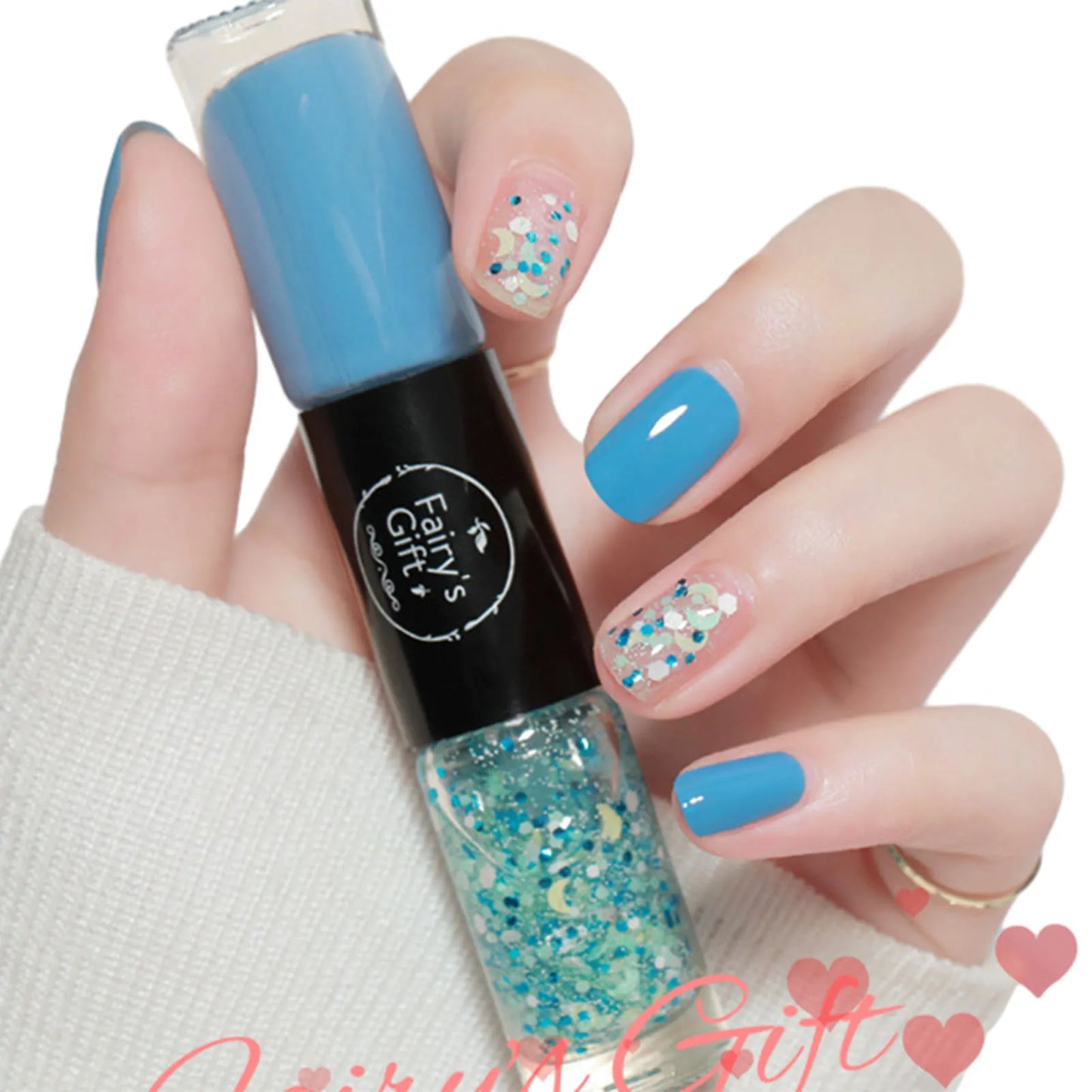 2 In 1 Double Heads Nails Polish Paillette Glitter Nails Oils Long Lasting Waterproof And No-Bake Quick Drying Gel Nails Polish