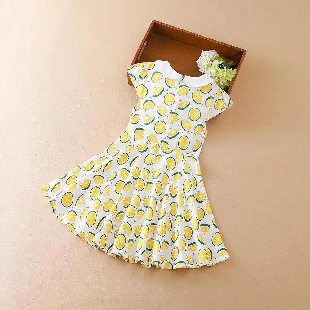 2024 NEW Kid Clothing Baby Girl Dress Short Sleeve Cute Print Dresses Children Crew Neck Summer Cotton Clothes Princess Dress