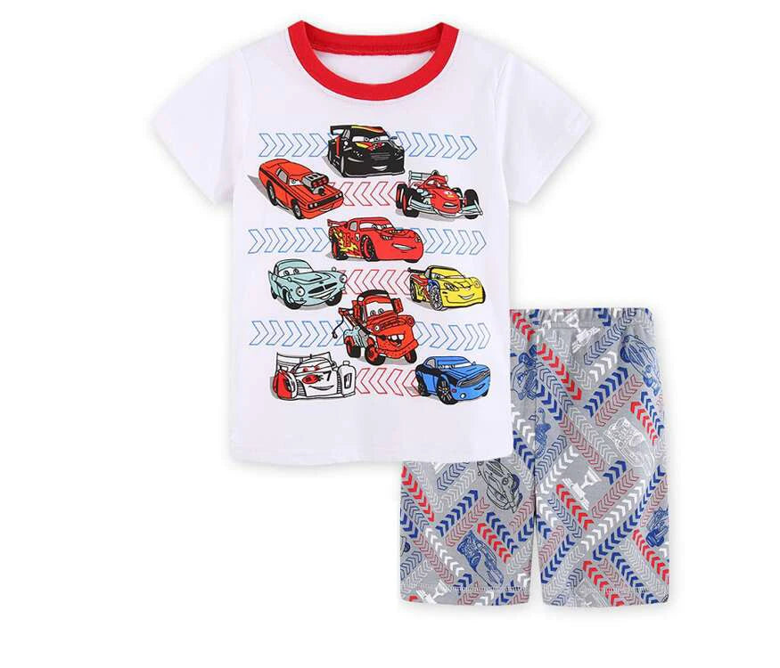 Neue Sommer Kinder Pyjamas Kinder Nachtwäsche Baby Set Jungen Mädchen Autos kurzarm Pijamas Baumwolle Nachtwäsche Kleidung Pyjamas Sets