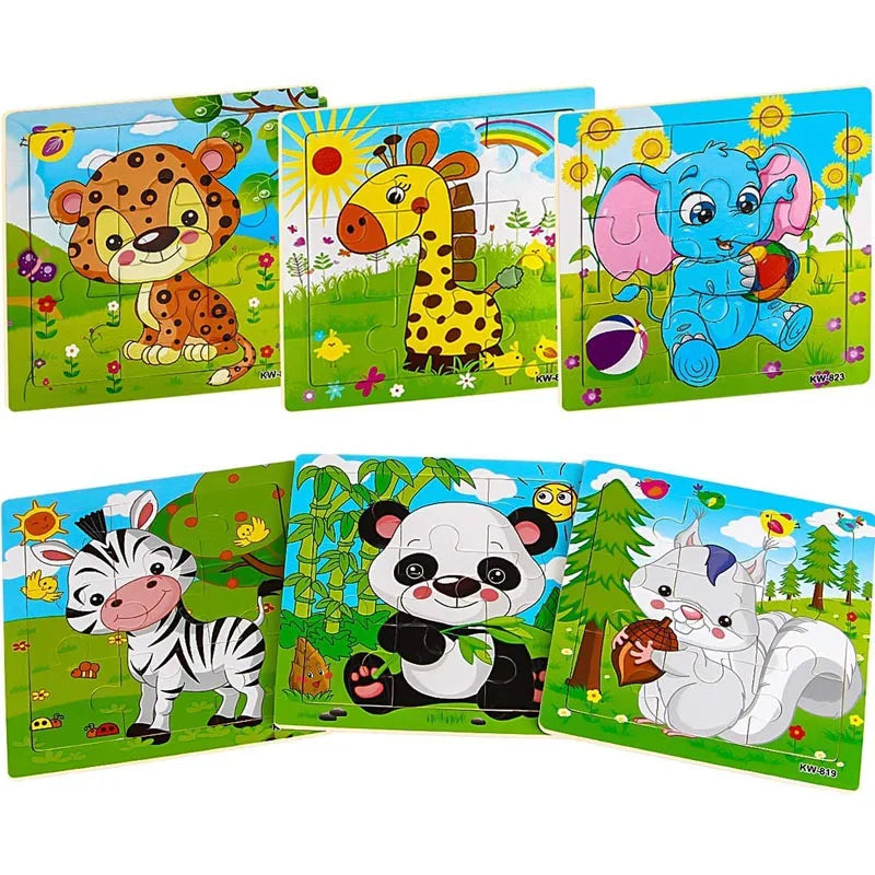 9/16 Jigsaw Puzzles for Kids Ages 2 3 4 5 Toddler Wooden Puzzle Preschool Educational Toys Set Animals Puzzle for Boys and Girls