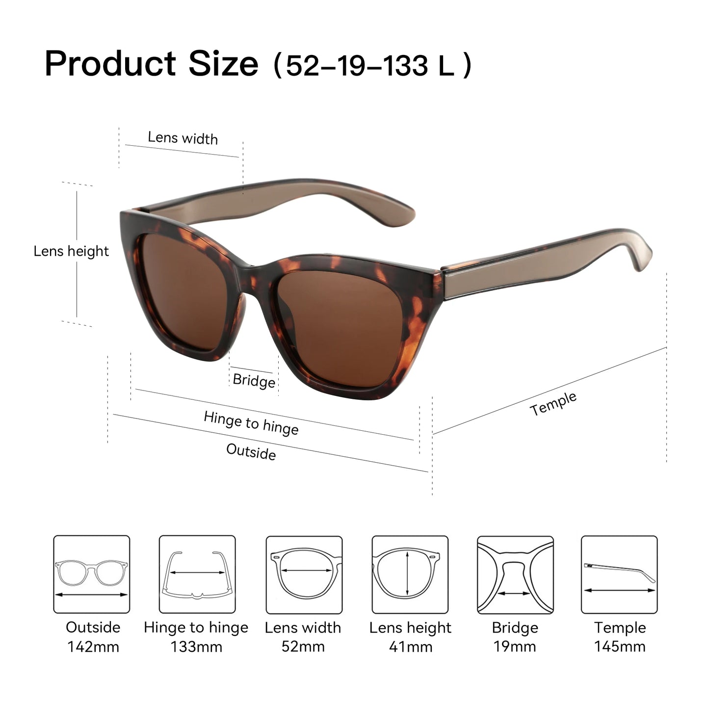 ZENOTTIC Square UV400 Protection Sunglasses Fashion Women Thick Frame Polarized Sun Glasses for Ladies Shopping Gif