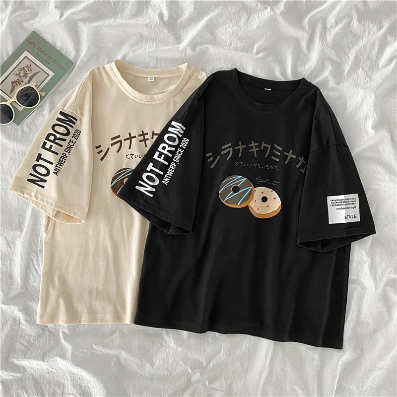 preppy style women Two Piece Set Outfit summer short Sleeve letters Tops & dress suits casual loose t-shirts + skrit woman sets