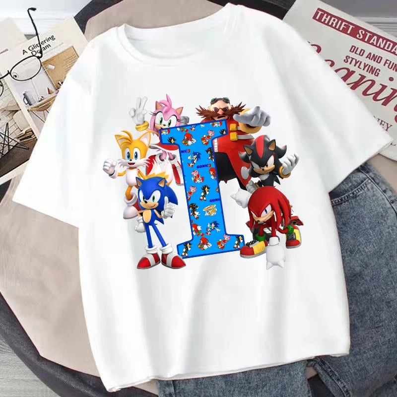 Sonics Kinder Sommer Baumwolle T-shirt Jungen Kurzarm Tops Anime Gedruckt Kleidung Kinder Cartoon Nette T-shirt Kleidung Weihnachten Geschenke 2025