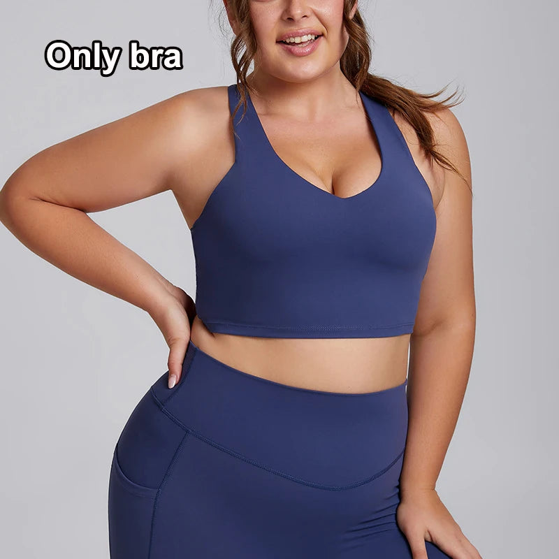 Women Gym Set Plus Size Workout Oufit Curvy Lady Sports Bra Yoga Leggings Oversize Tracksuit XXXL Extended Size Women Clothing