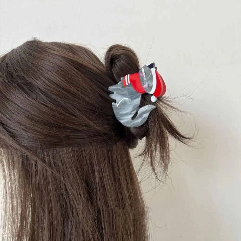 Acetic Acid Acetate Animal Hair Claw Red Scarf Christmas Hat Hair Clip Cat Hair Clip Headdress Grab Clip Christmas Shark Clip