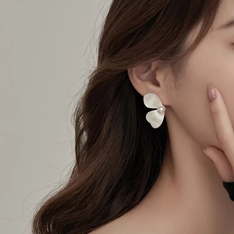 925 Sterling Silver Pearl Butterfly Shape Earrings Fashion Charm Simple Style Earrings Birthday Gift Women's Fine Jewelry